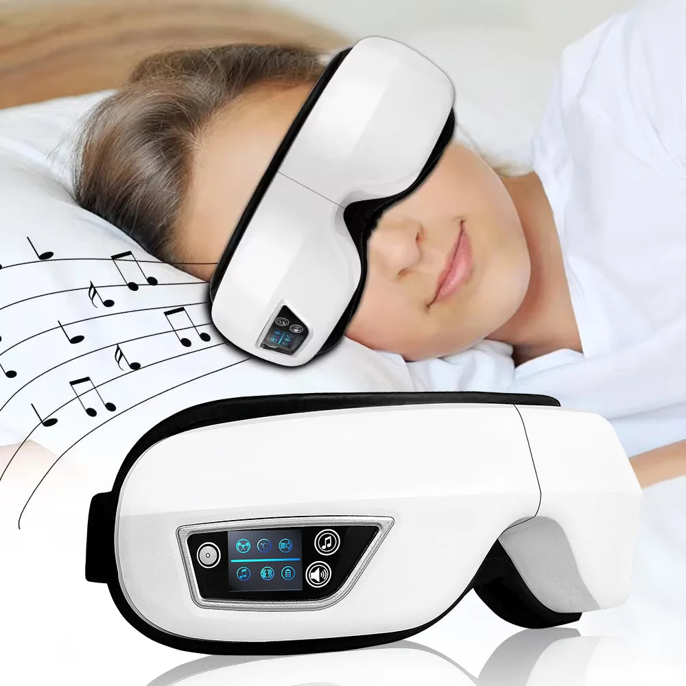 Masseur électrique 6D pour yeux – Compression par airbag & vibration – Relaxation, anti-fatigue, Bluetooth & musique