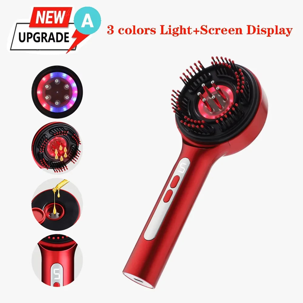 Peigne massant électrique vibrant – Applicateur huile & massage cuir chevelu – Stimule la pousse et réduit la chute des cheveux