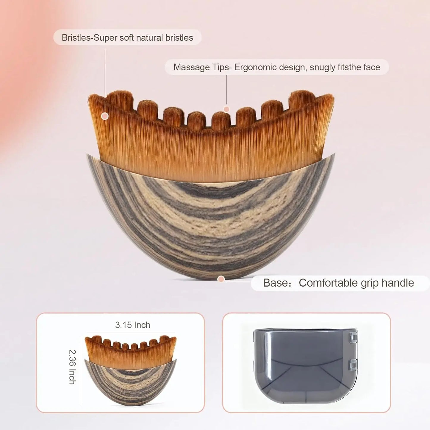 Brosse faciale lymphatique – Brosse ergonomique sèche pour visage, mâchoire et menton – Massage lymphatique, lifting et anti-gonflement