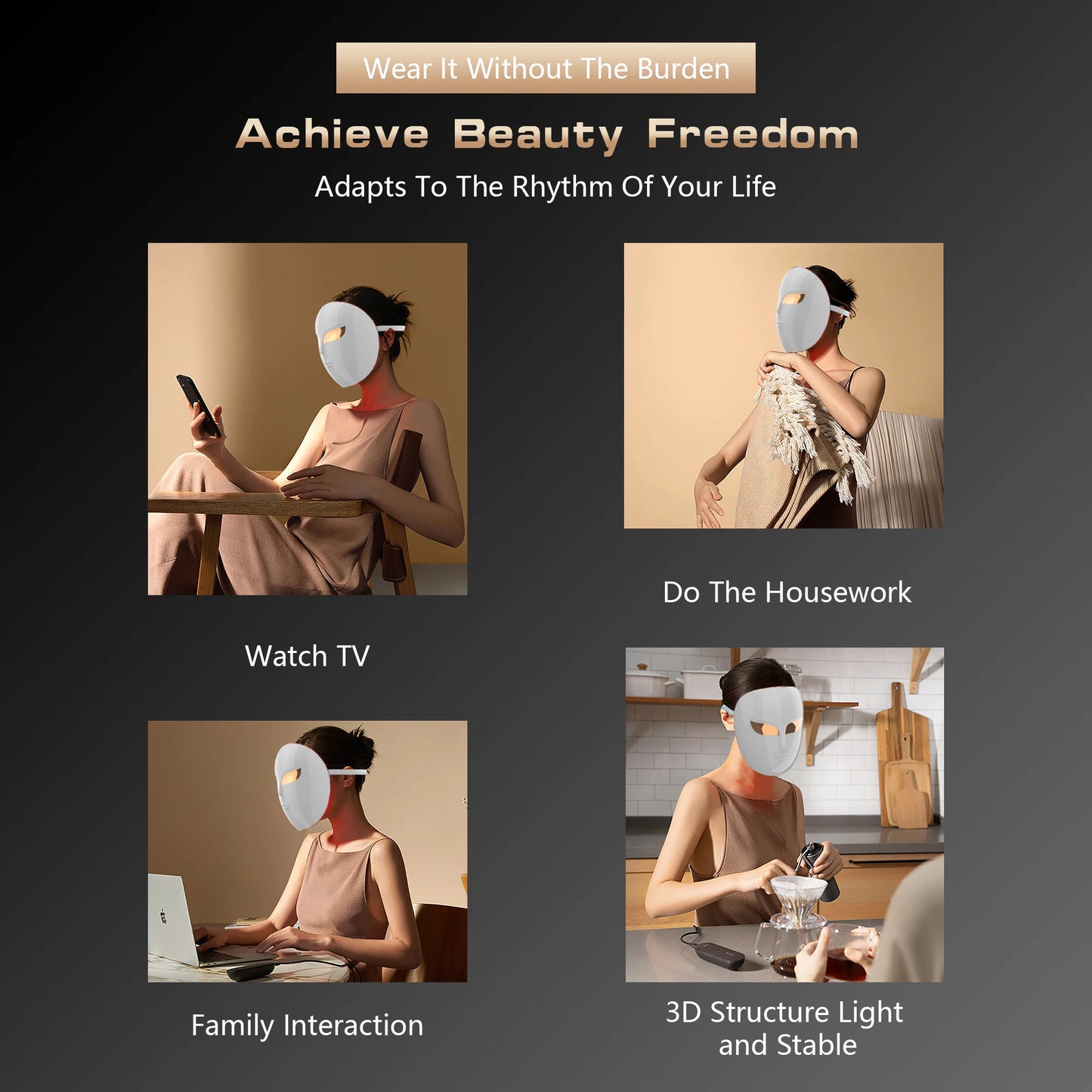 Luminothérapie LED visage 3 couleurs – Rajeunissement, anti-âge & fermeté – Soin anti-rides et tonifiant