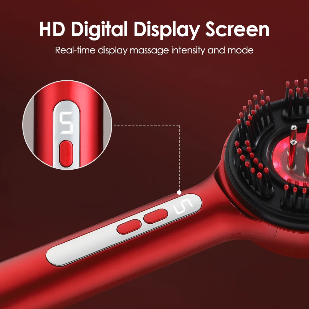 Peigne massant électrique vibrant – Applicateur huile & massage cuir chevelu – Stimule la pousse et réduit la chute des cheveux