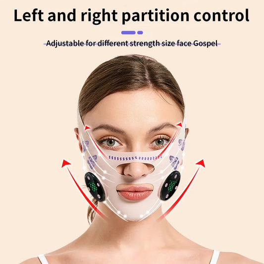 Masque fin EMS pour visage – Massage tête & relaxation – Lifting facial, réduction double menton – USB rechargeable
