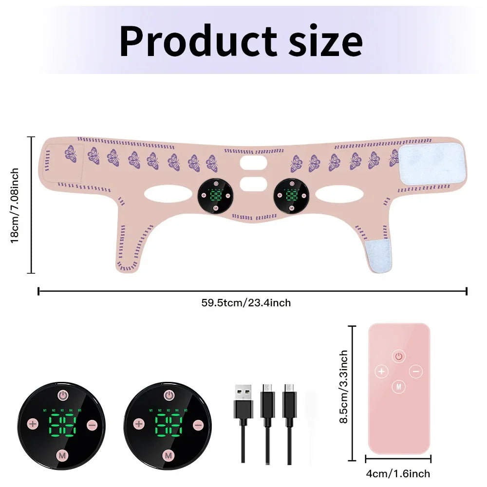 Masque fin EMS pour visage – Massage tête & relaxation – Lifting facial, réduction double menton – USB rechargeable